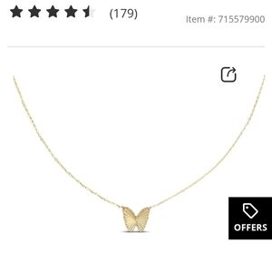 10k yellow gold floating butterfly necklace NWT
